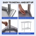 thumbnail image 3 of Ourlova 36x24 Inch Stainless Steel Work Table with Hooks for Prep and Work Commercial Stainless Steel Kitchen Island with Adjustable Undershelf for Restaurant Home and Hotel, 3 of 9
