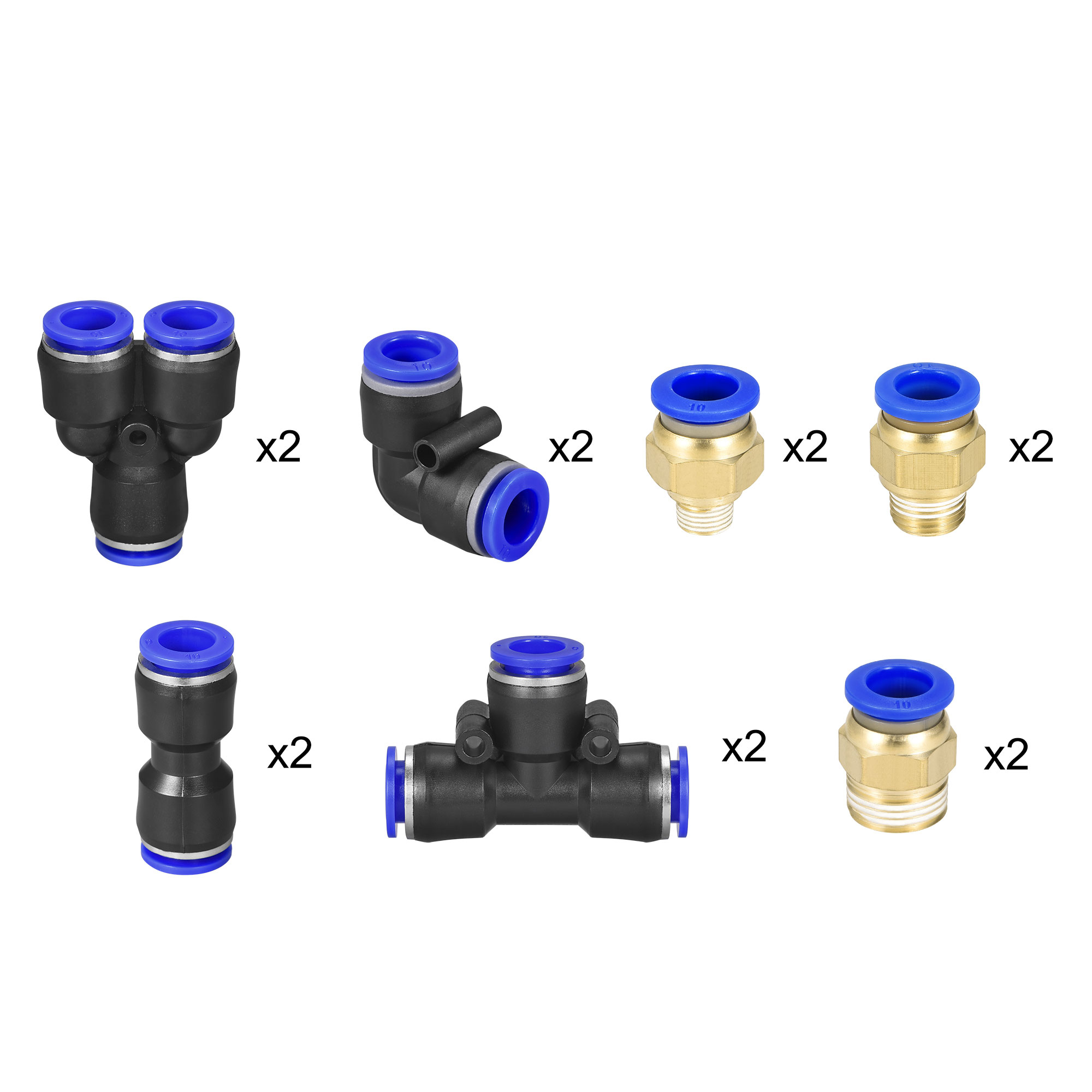 Uxcell Pneumatic Air Hose Tubing PU Air Compressor Tube 0.25''IDx0.4''OD Pipe Blue with Connect Fitting