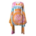 thumbnail image 3 of Women Halloween Cosplay Long Sleeve Dress Round Neck Ghost Pumpkin Skull Print Holiday Dress Irregular Hem Mini Dress Multi-Color Optional Fashion Casual Slips, 3 of 5