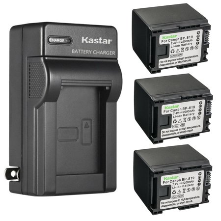 Kastar 3-Pack Battery and AC Wall Charger Replacement for Canon VIXIA XA10 XA10 HD  FS10 Flash Memory Camcorder  FS100 Flash Memory Camcorder  FS11 Flash Memory Camcorder  Vixia FS10  Vixia FS100