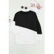 thumbnail image 1 of ABPHQTO Sudadera de mujer con hombros caídos de patchwork negra, 1 of 5