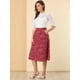 thumbnail image 2 of Falda midi de una línea con estampado floral para mujer Allegra K Faldas vintage de gasa de verano rojo M, 2 of 6