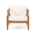 thumbnail image 4 of GDF Studio Bianca Outdoor Mid-Century Modern Acacia Wood Club Chair With Cushion, Set of 4, Teak and Cream, 4 of 11