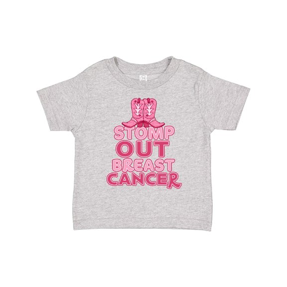Inktastic Stomp Out Breast Cancer with Pink Cowgirl Boots Boys or Girls Toddler T-Shirt