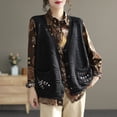 thumbnail image 2 of Women Vintage Embroidery Pockets Button Cardigan Sweater Vest Y2K Female Simple Casual V Neck Sleeveless Loose Knitted Waistcoat, 2 of 5