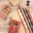 thumbnail image 7 of 6 Roll Christmas Wrapping Paper Vintage Christmas Green Red Tissue Paper,Rustic Stylewith ChristmasElements,Snowflake GiftWrap Present Paper for Xmas NewYear Holiday Birthdays Wedding, 7 of 7