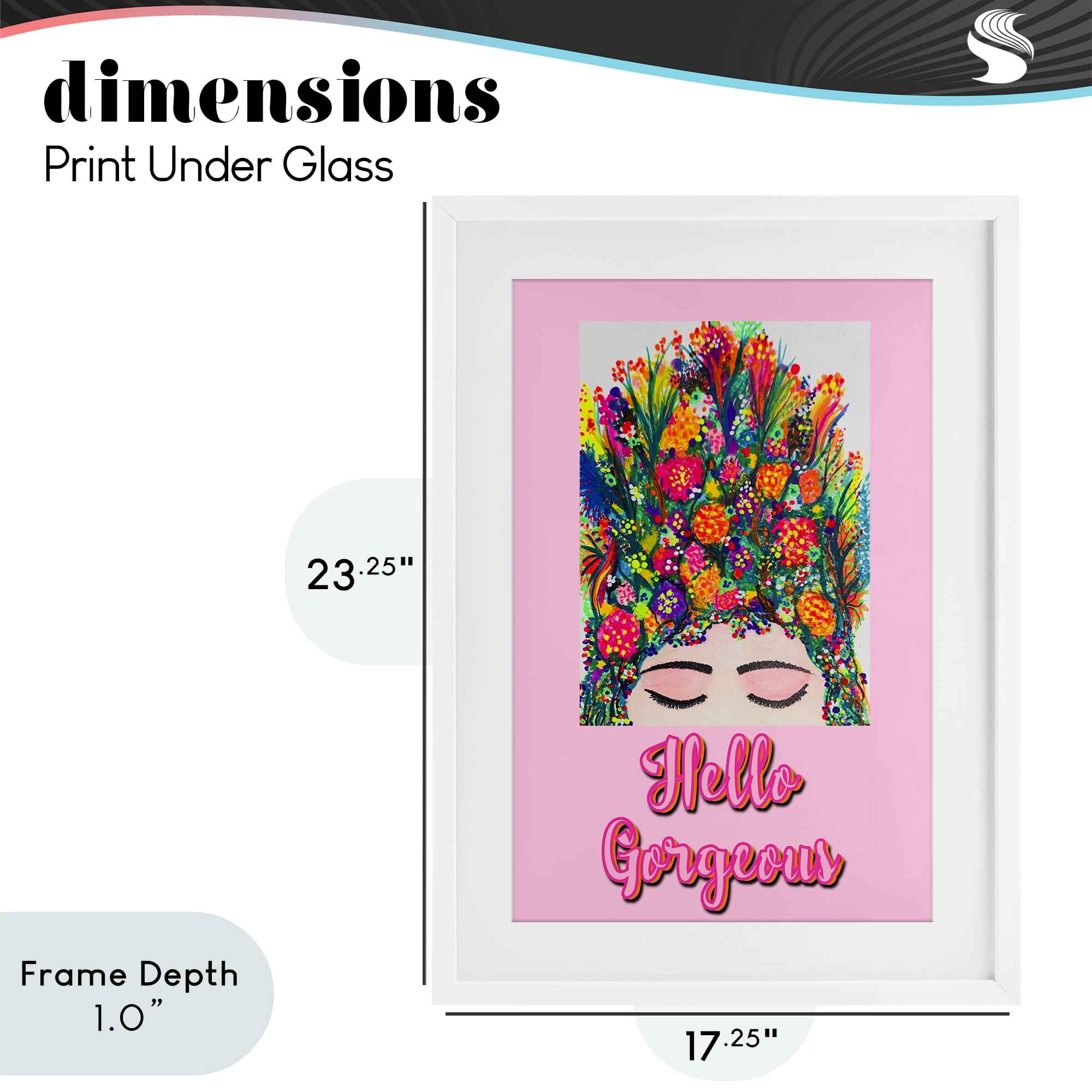 Stupell Industries Hello Gorgeous Floral Woman White Framed Print Under Glass, design by Pooja Dave