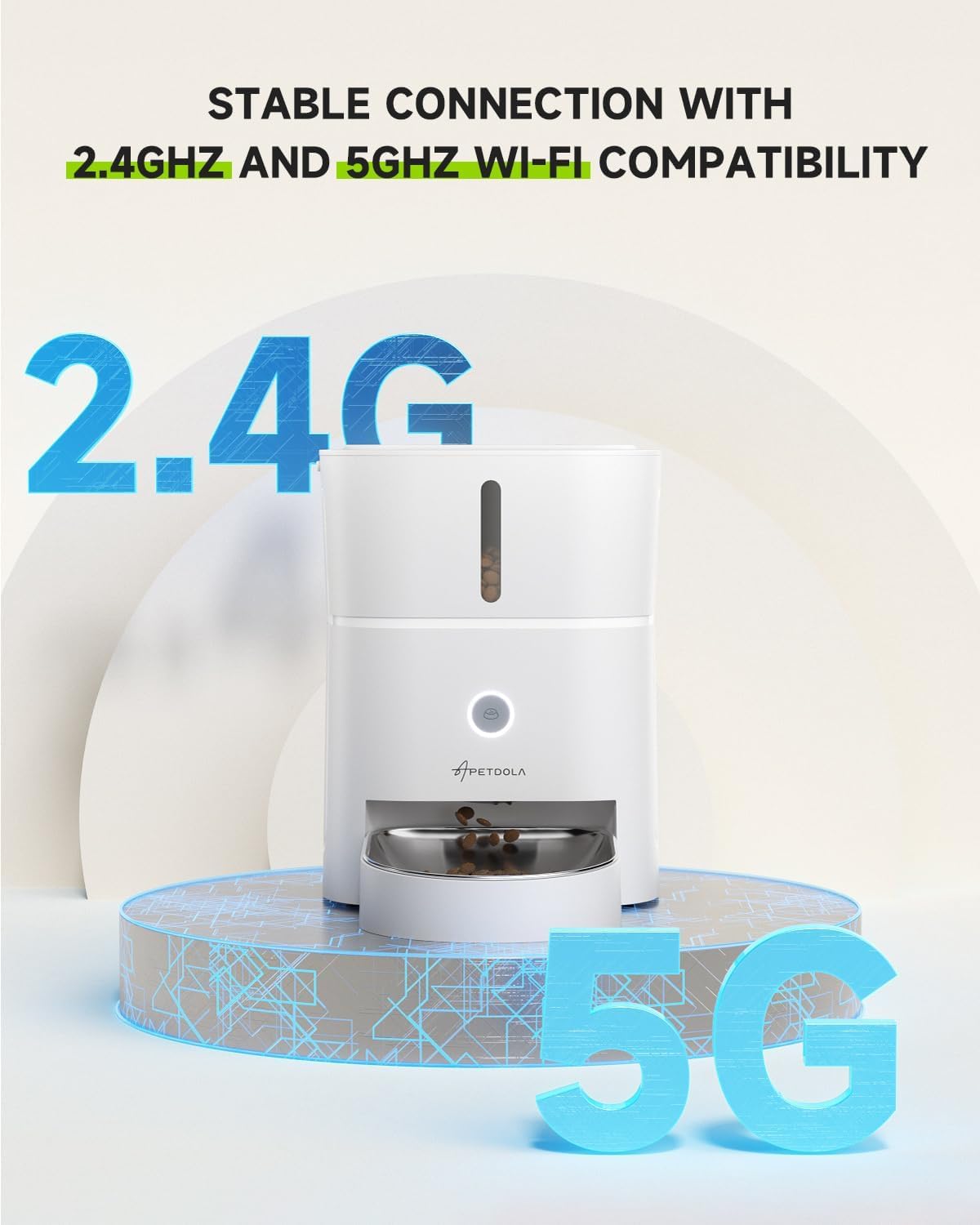 APETDOLA Automatic Cat Feeder with 5G Wi-Fi, 3L Timed Pet Food Dispenser for Dry Food, App Control & Voice Recording