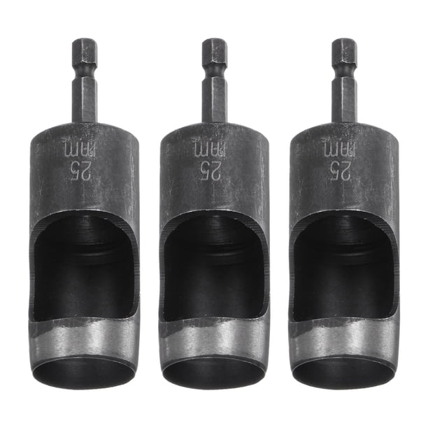 Juego de 3 punzones de cuero con vástago hexagonal de 1/4 para taladros, punzón rotativo de 25 mm de diámetro para trabajos de cuero