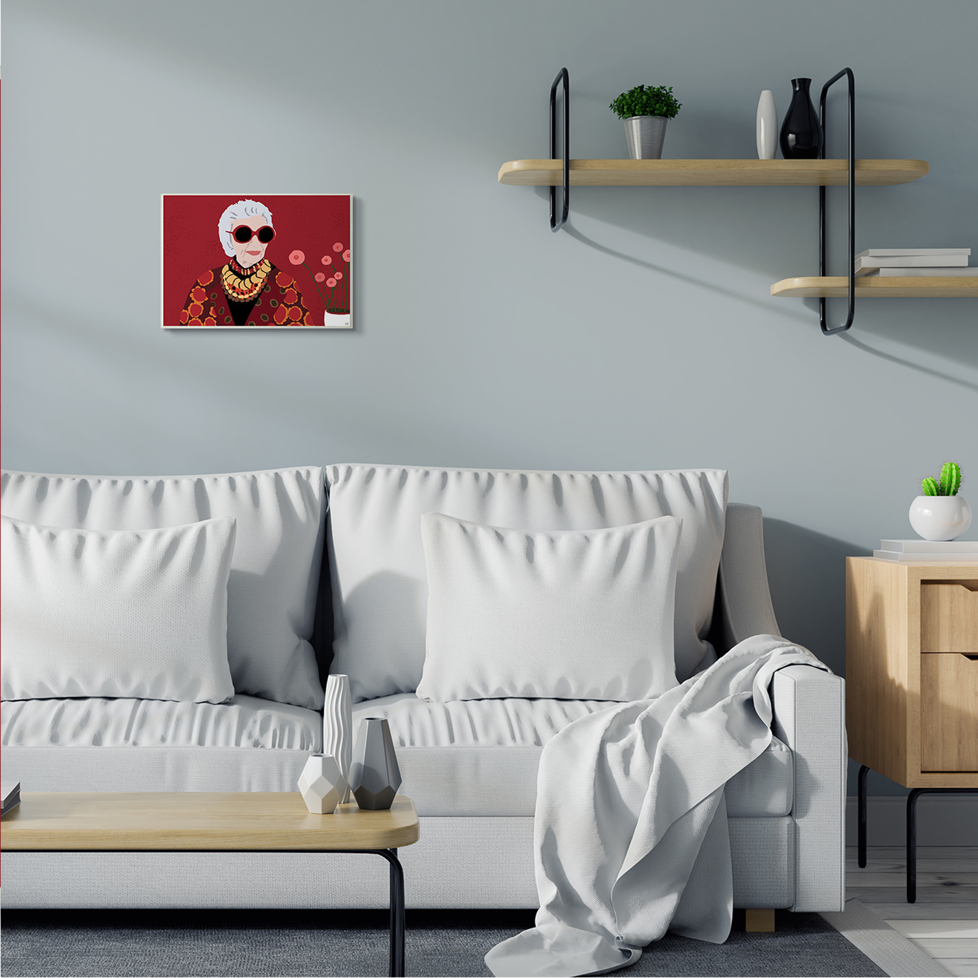 Stupell Industries Apfel Fashion Icon Glamourous Red Portrait Beauty & Fashion Painting Unframed Art Print Wall Art, 10 x 15