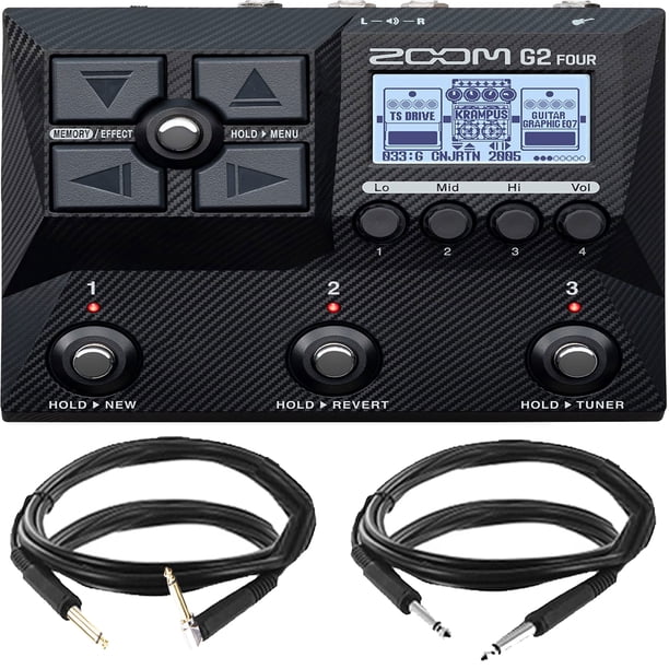 Pedal de guitarra multiefecto Zoom G2 Four con cables de instrumentos