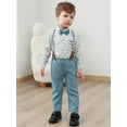 thumbnail image 5 of CARETOO Toddler Boy Clothes Sets 1-5 Years Formal Floral Dress Shirt Bowtie Suspender Pants 3pcs, 5 of 17