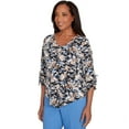 thumbnail image 3 of Alfred Dunner Womens Tie Sleeve Brushstroke Floral Knit Top, 3 of 4