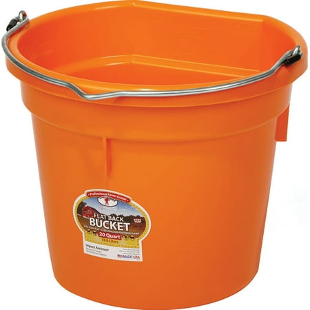 Miller Flat Back Plastic Bucket - Miller Mfg Co Inc P-Little Giant Plastic Flat Back Bucket- Orange 20 Quart
