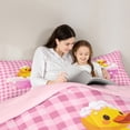 thumbnail image 6 of Feelyou Funny Cute Duck Bedding Comforter Set, Girly Pink Plaid Patchwork Twin Comforter Sets, Teens Kids Boys Girls Reversible Bedding Set, Lightweight Room Decor, 2pcs, 6 of 9