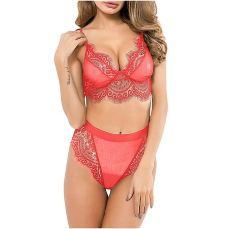 

Hesxuno Sexy Underwear Lace Sexy Hollow Bra Back Buckle Underwear Suit Bikini Suit