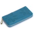 thumbnail image 2 of Leather Wallet Purse Long Credit Card Organizer Embossed Kapok Pattern Women Wallet Black, 2 of 7