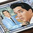 thumbnail image 2 of The Bradford Exchange Elvis Presley Amazing Grace Music Box Handcrafted Wooden Keepsake Stained-Glass-Look Lid & Mahogany Finish by Bruce Emmett Artwork 6-inches, 2 of 4