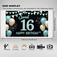 thumbnail image 6 of Yatrandify Decorative Design Sweet 16 Birthday Banner Colorful Theme Happy Birthday Backdrop for Birthday Party Indoor Decoration Celebration, 6 of 7