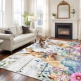 thumbnail image 3 of Bunny Easter Area Rug 5x7 Washable Rug Non Slip Spring Floral Eucalyptus Leaves Weeping Wooden Large Area Rug Soft Stainresistant Indoor Floor Carpet for Living Room Bedroom Home Office Dining Room, 3 of 7