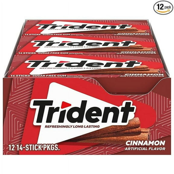 Trident Cinnamon Sugar Free Gum, 12 Packs of 14 Pieces (168 Total Pieces)