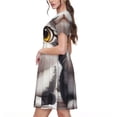thumbnail image 2 of Picia Cute Cartoon Kitten Pattern Women's Short Sleeve Summer Dress Pleated Loose Swing Knee Length Short Sleeve Swing Dresses, 2 of 6