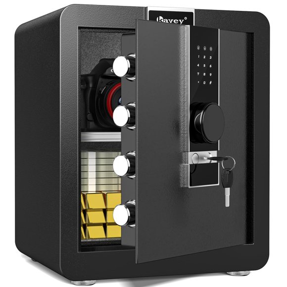 Kavey 2.0 Cub Safe Box, Money Safe with Hidden Compartment and Dual Alarm System, Home Safe with LCD Touch Screen and Mute Function, Safe for Money Documents Valuable