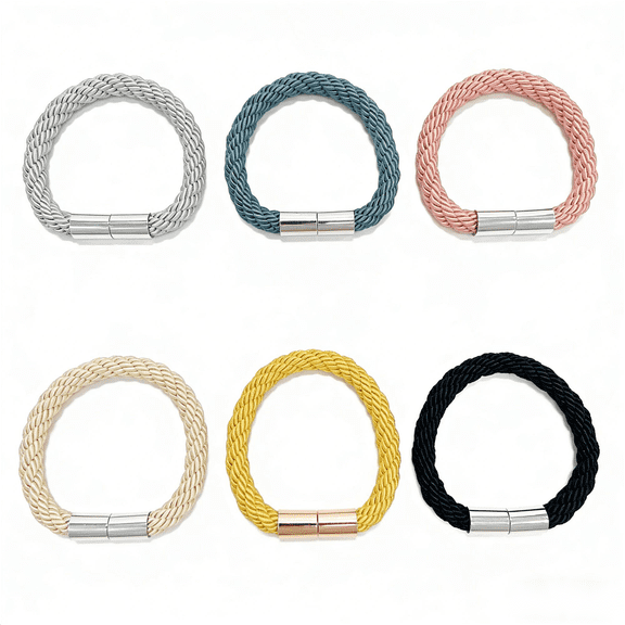 6 Pack Strong Magnetic Curtain Tiebacks Modern Simple Style Drape Tie Backs Convenient Decorative Weave Rope Curtain Holdbacks for Thin or Thick Home & Office Window Draperies