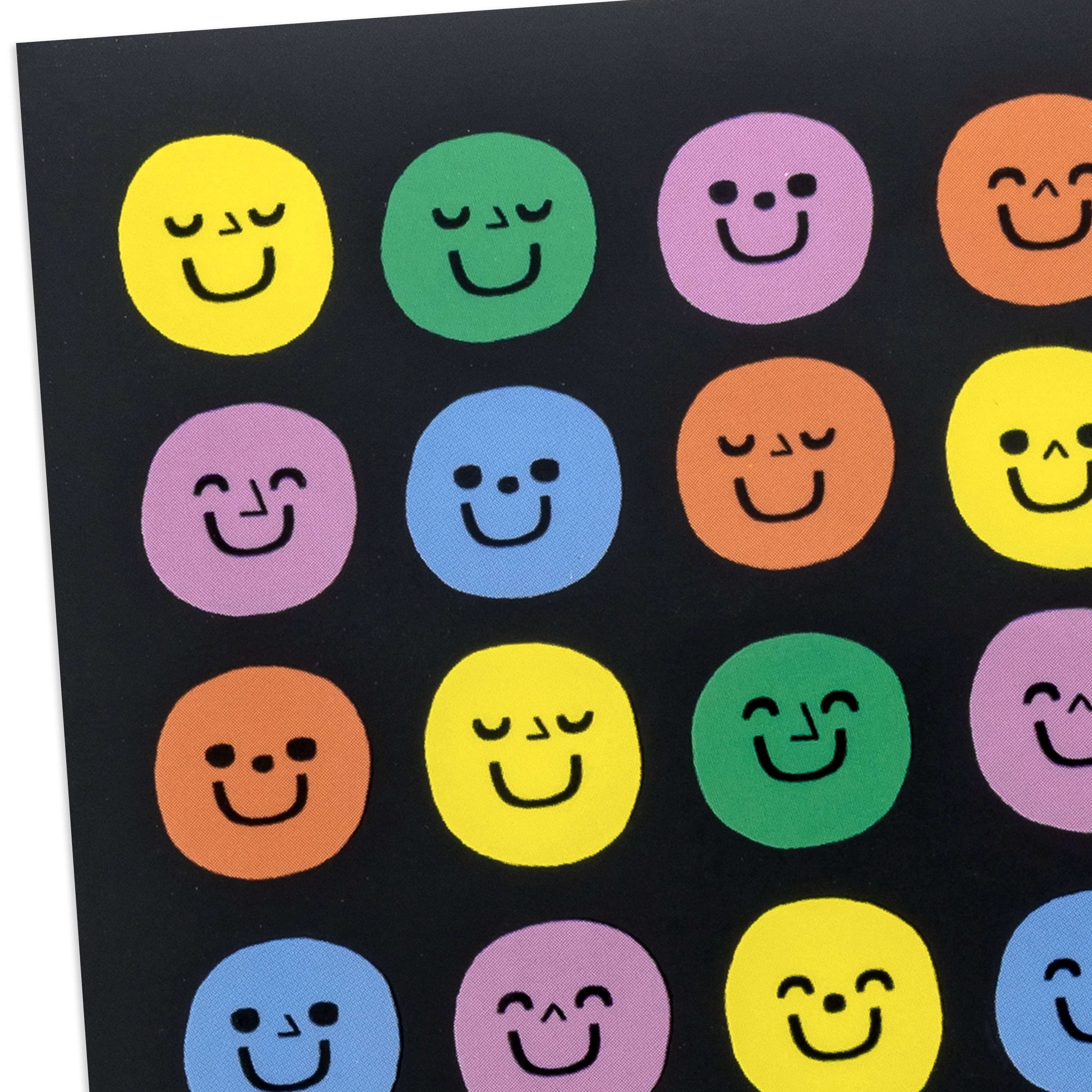Hallmark Blank Notes (Smiley Faces on Black), Pack of 10