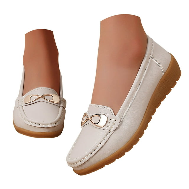 Mocassins Orthopédiques à Bout Rond Bas pour Femmes Leozcaa, Décontractés, Confortables, Légers, à Enfiler, Chaussures Plates