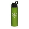 25 oz Aluminum Sports Water Travel Bottle Pit Bull Heart (Green)