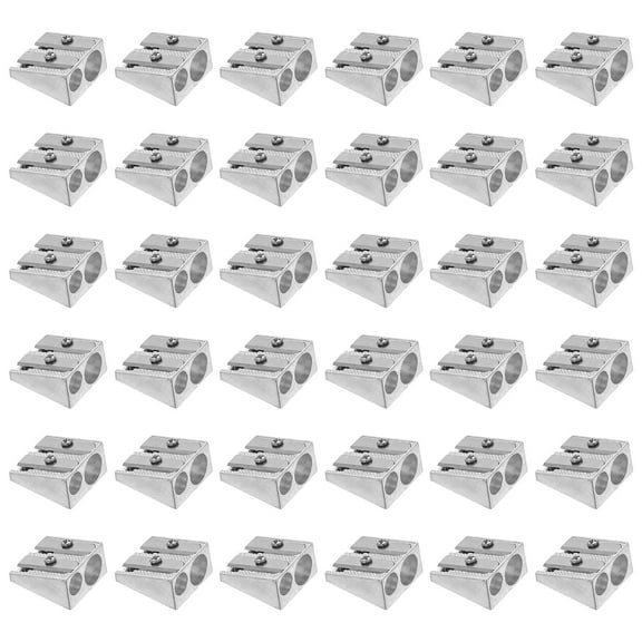 Uxcell Metal Pencil Sharpeners, 36 Pack Aluminum Alloy Handheld Mini Manual Pencil Sharpener with Double Holes, Silver
