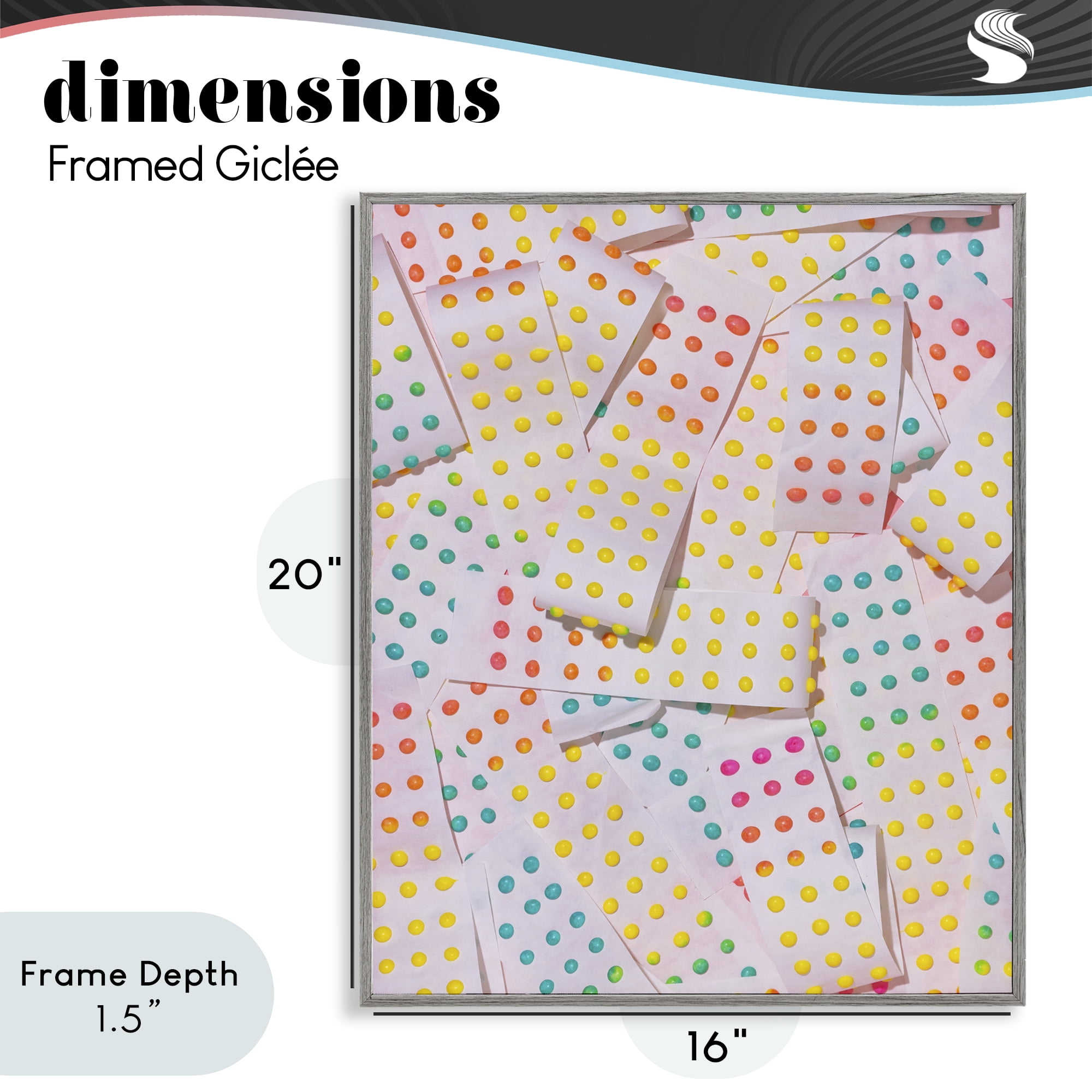Stupell Industries Retro Color Candy Dots Gray Framed Giclee Art, design by LISH Creative