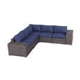 thumbnail image 4 of JERFIT 4-Person Outdoor Patio Sofa Set with Cushions, Fully Assembled Rattan Sectional Lounge Set for Garden, Poolside, Brown Wicker & Navy Blue, 4 of 8