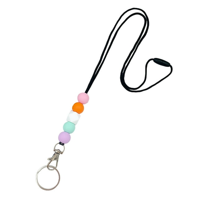 LCXmlly Beaded Lanyard Adjustable Length ID Badge Beaded Lanyard Non Rusting Reusable Silicone Breakaway