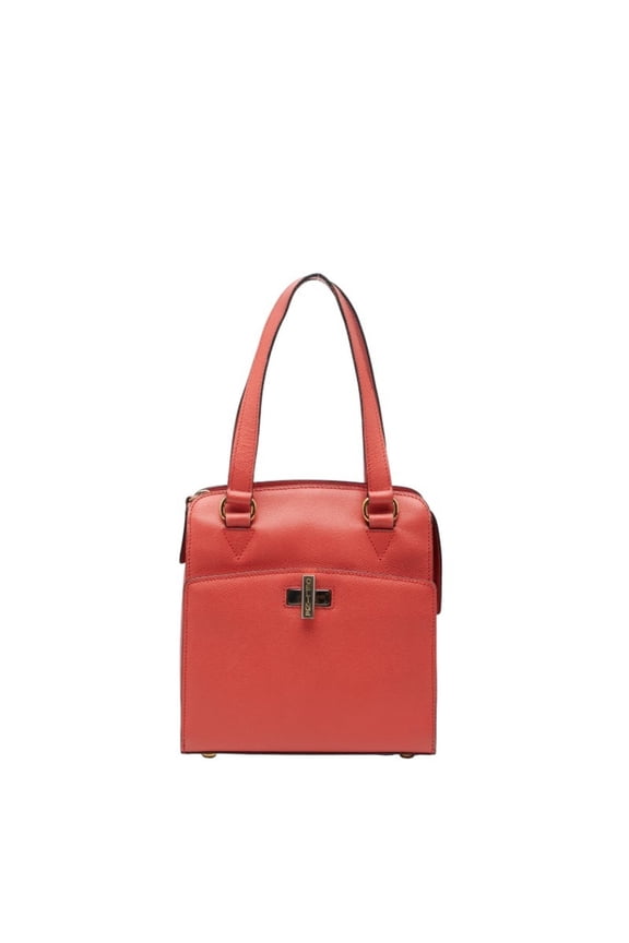 Pre-Owned Celine logo handbag in red leather for women. (Good)