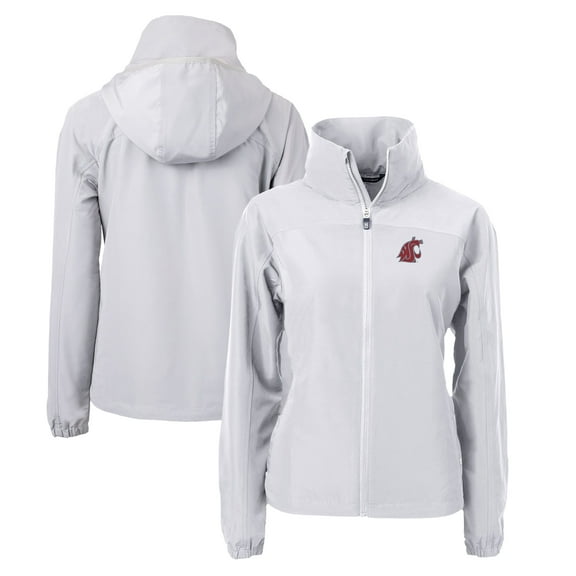 Women's Cutter & Buck Gray Washington State Cougars Charter Eco Recycled Full-Zip Jacket