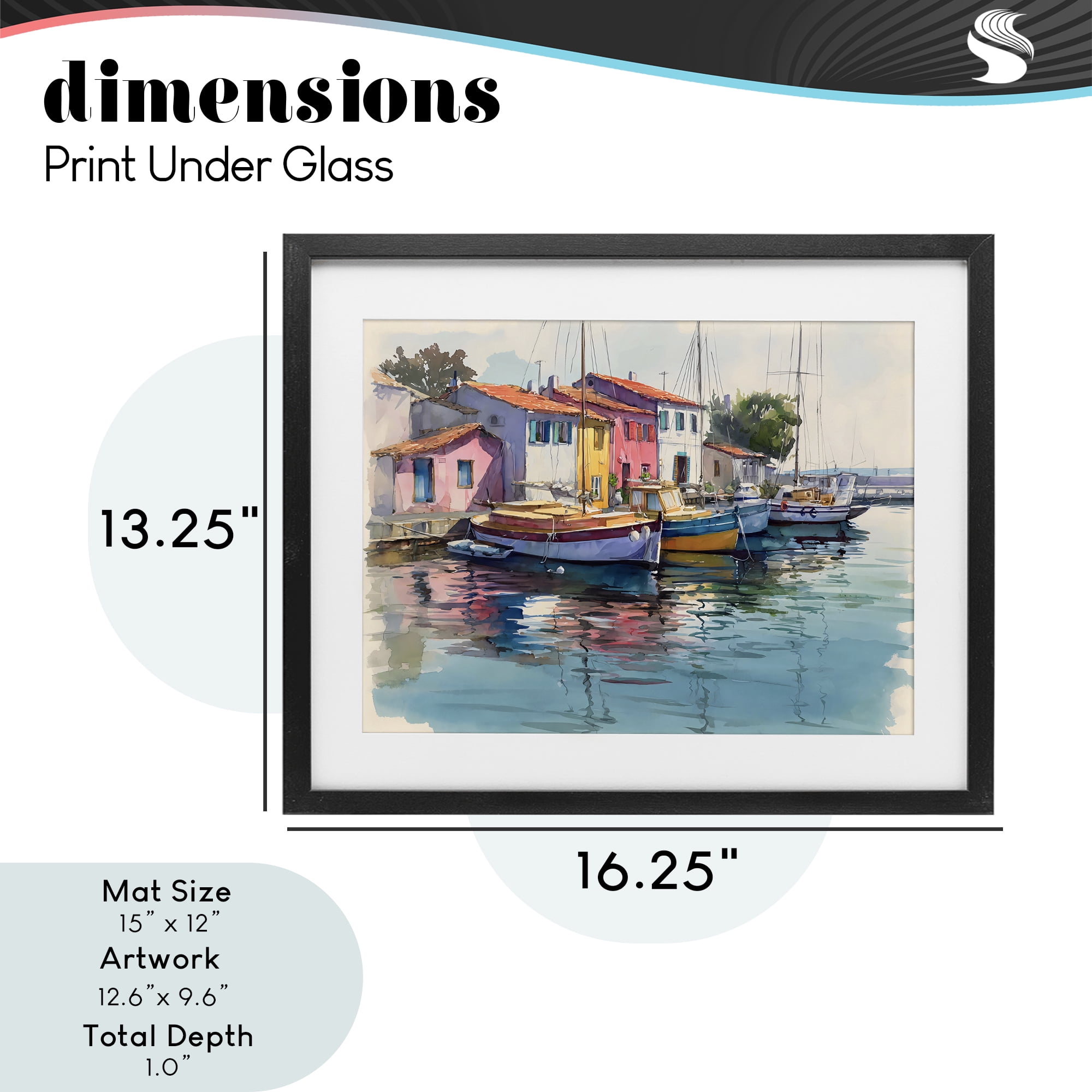 Stupell Industries Colorful Docks Harbor Black Framed Print Under Glass, design by Franklyn Gregory
