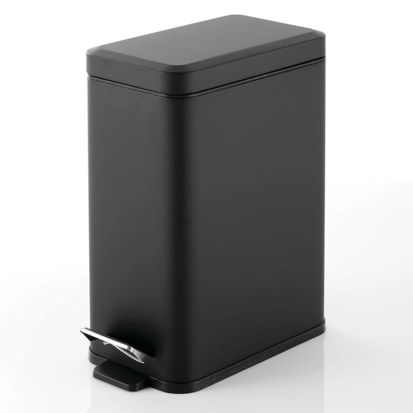 mDesign Pedal Bin &acirc; Waste Bin with Pedal, Lid and Plastic Bucket Insert for Bathroom, Kitchen, and Office &acirc; Metal House