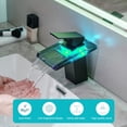 thumbnail image 5 of Bathroom Sink Faucet LED Light 3 Colors Changing Waterfall Glass Spout Hot Cold Water Mixer Single Handle One Hole Deck Mounted Bathroom Faucet Black Lavatory Vanity Basin Bath Plumbing Fixtures, 5 of 6