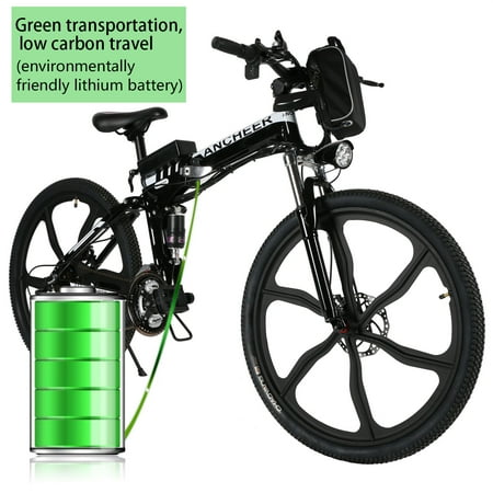 ANCHEER Folding Electric Bike Large Capacity Lithium-Ion Battery City Bike (36V 250W) and Shimano Gear,7 speeds Mountain Bicycle 30km/h, 330lbs Adjustable White (Best Folding Electric Bike)