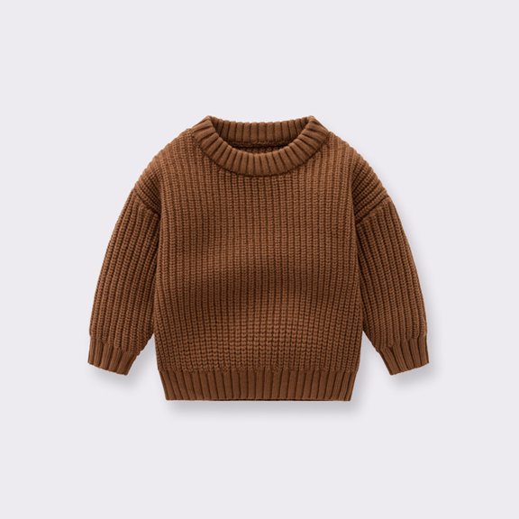 Bnwani White Child Sweater Winter Fashion Thickened Warm Casual Solid Cute Sweater Brown