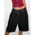 thumbnail image 2 of Women High Waist Denim Bermuda Shorts Loose Wide Leg Knee‑Length Jean Shorts, 2 of 5