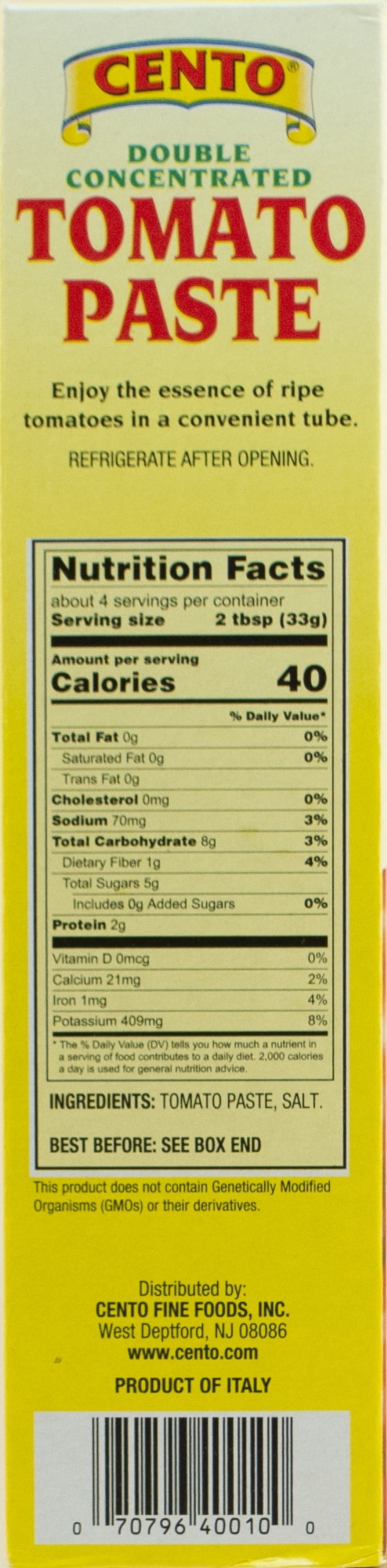 (4 pack) Cento Tomato Paste, 4.56 oz – allergens not contained