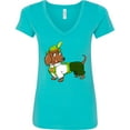 thumbnail image 3 of Inktastic Cute Brown Dachshund in Traditional German Wear Women's V-Neck T-Shirt, 3 of 5