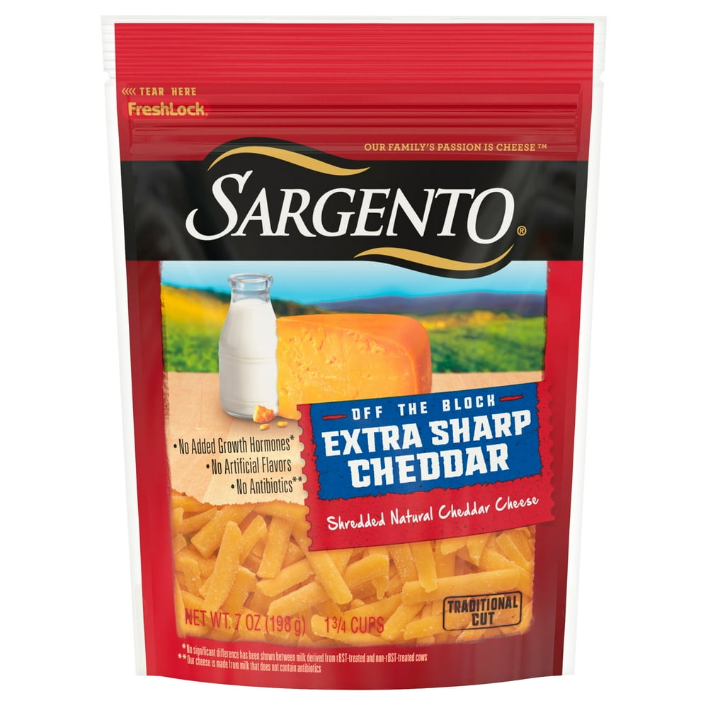 Sargento® Shredded Extra Sharp Natural Cheddar Cheese, 7 oz. Walmart