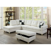 Sectional Sofa Couch,Hula L-Shaped Modern Style with Storage Ottoman 3-Piece for Living Room | Faux Leather (Left Hand Facing, White)