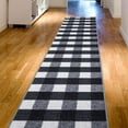 thumbnail image 6 of Ottomanson Non-Slip Kitchen Runner Rug 1'10.5" x 6' – Low Pile Stain Resistant Floor Mat, Buffalo Plaid Black/White, 6 of 14
