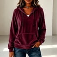 thumbnail image 4 of Iroehba Hoodies for Women Solid Hooded Drawstring Pocket Drop Shoulder Regular Cut Pullover, Soft Casual Versatile Daily Outfit, 4 of 5