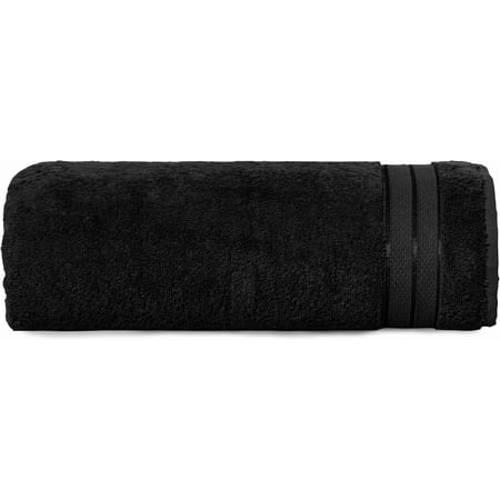 Elegant Comfort Three Line Popcorn Towel Set for Bathroom 35 x 70 inches Premium Hotel Quality 1-PACK Jumbo Towels 100% Turkish Cotton Soft and Durable Quick Dry and Highly Absorbent Black